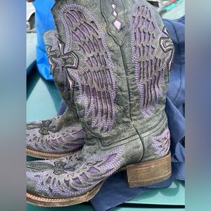 Corral Black and Purple Cowgirl Boots Size 7.5